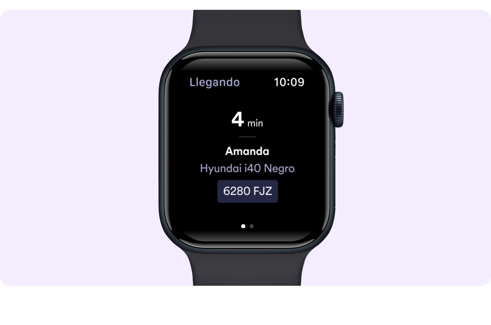 Aplicación de Cabify abierta en un apple watch